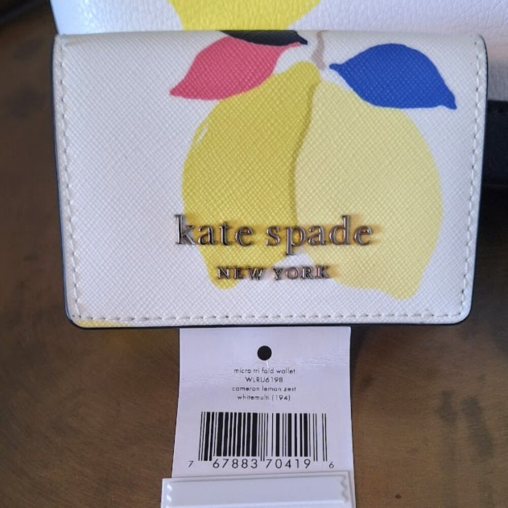 Kate Spade "Cameron Lemon Zest" Tri Fold Wallet